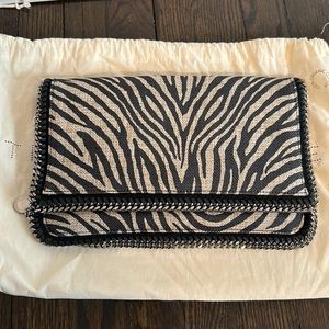 Stella McCartney Falabella Fold-over Zip Clutch Zebra